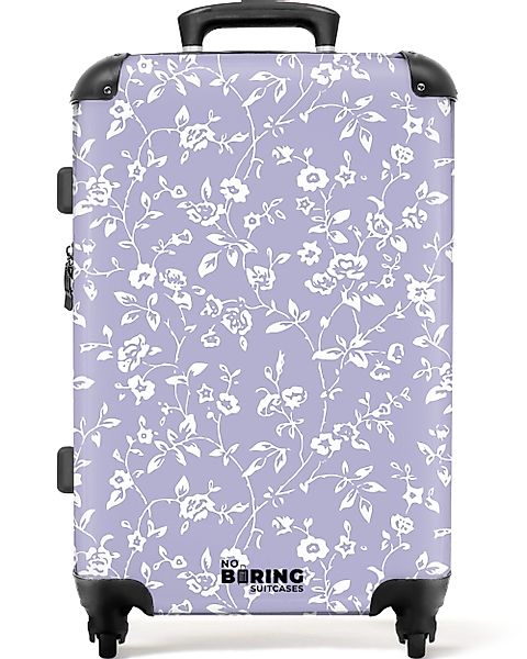 NoBoringSuitcases.com© Hartschalen-Trolley Helles Violett mit floralem günstig online kaufen