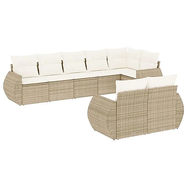 vidaXL 8-Tlg Garten-Sofagarnitur mit Kissen Beige Poly Rattan 3221617 günstig online kaufen