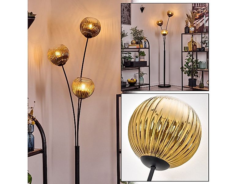 hofstein Stehlampe Stehlampe aus Metall/Glas in Schwarz/Goldfarben/Klar, St günstig online kaufen