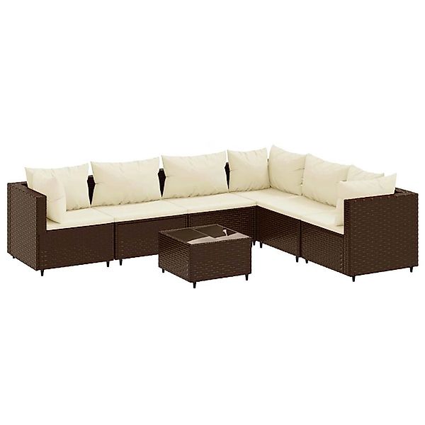 vidaXL 7-Tlg Garten-Lounge-Set mit Kissen Braun Poly Rattan 3308145 günstig online kaufen