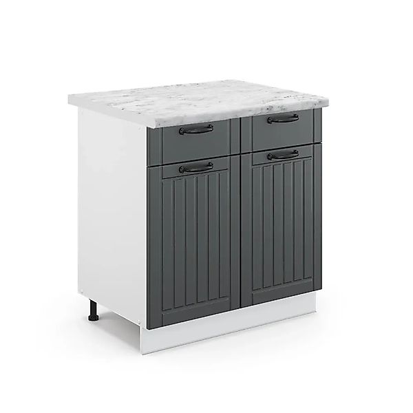 Vicco Küchenunterschrank Fame-Line Anthrazit Landhaus/Weiß 80 cm AP Eiche günstig online kaufen