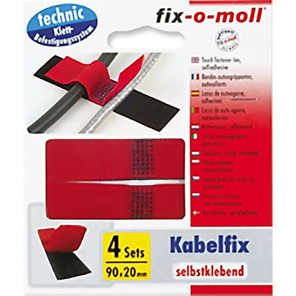 Fix-o-moll Klett-Binder Kabelfix selbstklebend Grau-Schwarz 100 mm x 20 mm günstig online kaufen