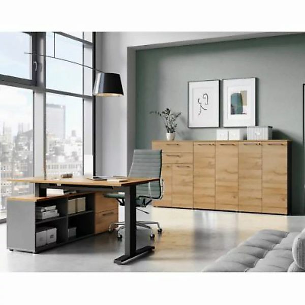 Lomadox Büromöbel Set mit Winkelschreibtisch AURAY-01 graphit mit Grandson- günstig online kaufen