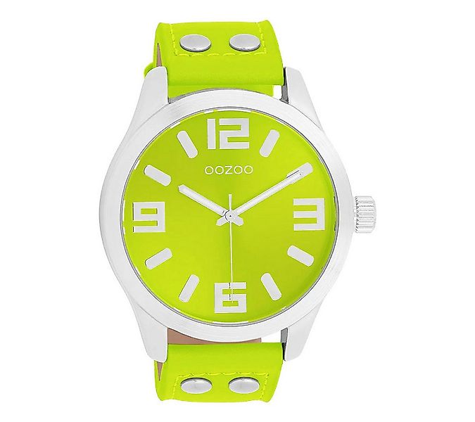 OOZOO Quarzuhr XXL Armbanduhr C11652 – lemongrünes Design, Lederband, 46 mm günstig online kaufen