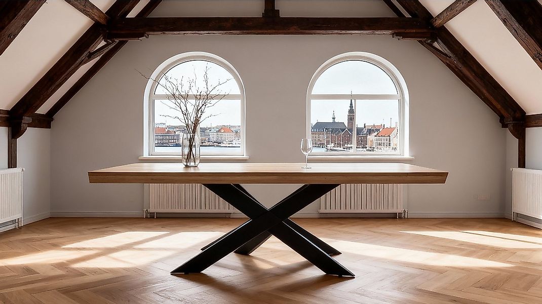 Massivart® Esstisch Wildeiche massiv geölt / 60 mm Platte / 180/200/220 / A günstig online kaufen