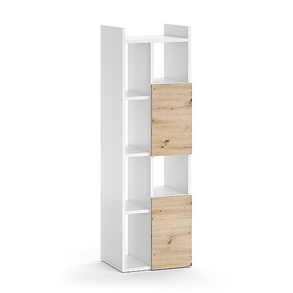 Vicco Badschrank Alf Weiß/Eiche 36 x 117 cm mit 2 Schubladen günstig online kaufen