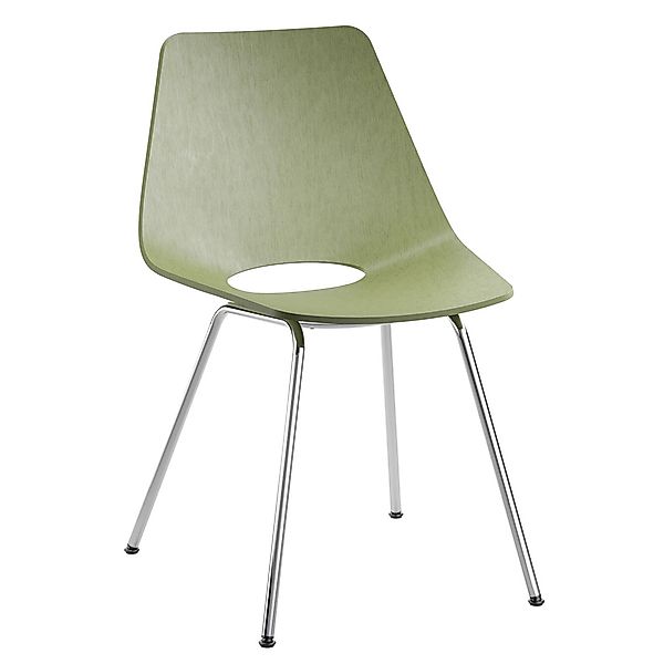 THONET S 661 Stahlrohrstuhl | Buche olivgrün | Gestell chrom günstig online kaufen