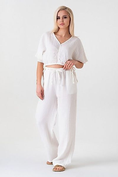 WENOR Crop-Top Musselin Bluse Cropped-Oberteil mit Tunnelzug und V-Ausschni günstig online kaufen