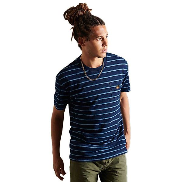 Superdry Striped Workwear Pocket Kurzärmeliges T-shirt S Multi Indigo Strip günstig online kaufen
