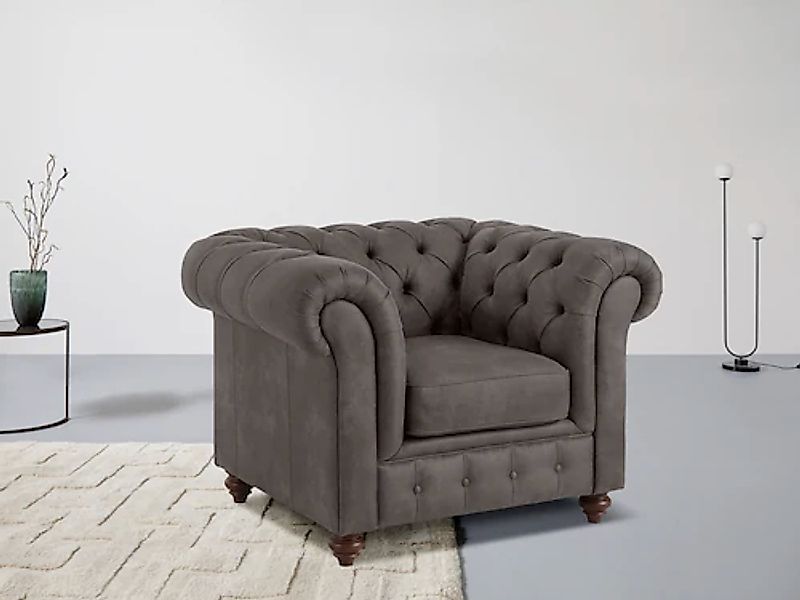 Home affaire Sessel "Chesterfield B/T/H: 105/69/74 cm" mit hochwertiger Kno günstig online kaufen