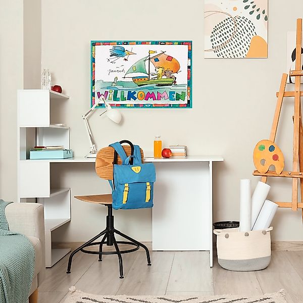 LuckyLinde Leinwandbild "Der kleine Tiger und der kleine Bär - Willkommen" günstig online kaufen