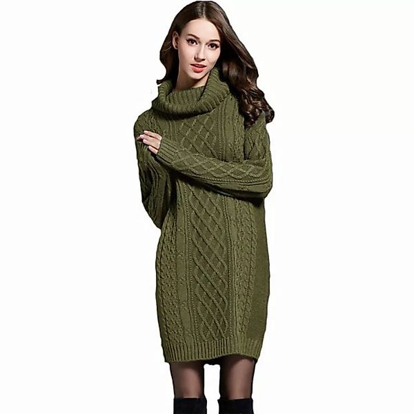 KIKI Strickkleid Plus-Size-Pulloverkleid mit Rollkragen und lockerer Passfo günstig online kaufen