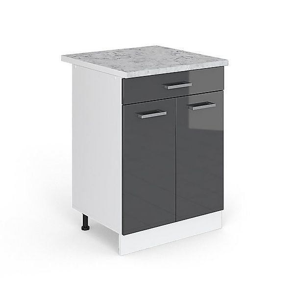 Vicco Küchenunterschrank R-Line Anthrazit Hochglanz/Weiß 60 cm mit Schublad günstig online kaufen