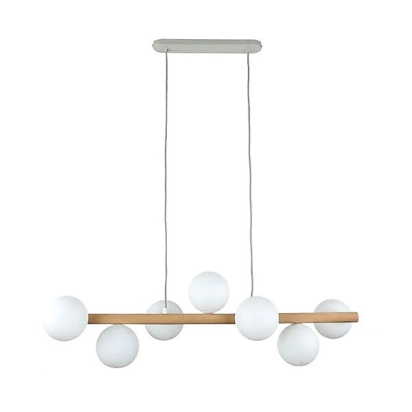 Licht-Erlebnisse Hängelampe Holz Metall Glas 90 cm Lang 7-Flammig G9 Modern günstig online kaufen
