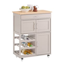 SoBuy Servierwagen mit Flaschenablagen Küchenwagen Khaki 67x86x38cm FKW45-K günstig online kaufen