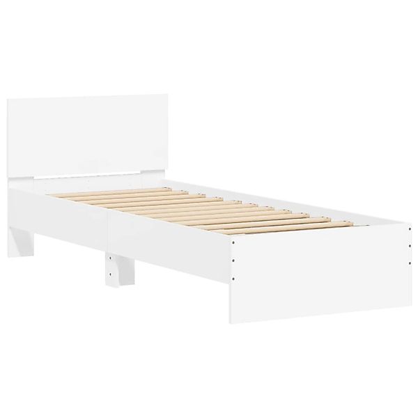 vidaXL Bettgestell mit Kopfteil und LED-Leuchten Weiß 75x190 cm 838841 günstig online kaufen