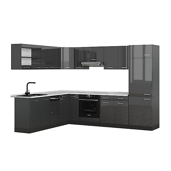 Vicco R-Line Eckküche Anthrazit Hochglanz/Anthrazit 227 x 287 cm AP Marmor günstig online kaufen