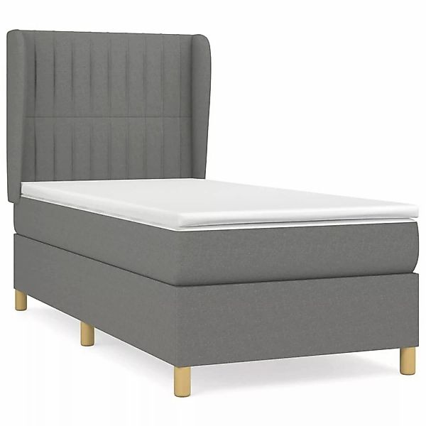 vidaXL Boxspringbett Boxspringbett mit Matratze Dunkelgrau 90x200 cm Stoff günstig online kaufen