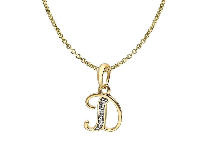 trendor Kette mit Anhänger Buchstaben-Anhänger D Gold 333/8K mit vergoldete günstig online kaufen