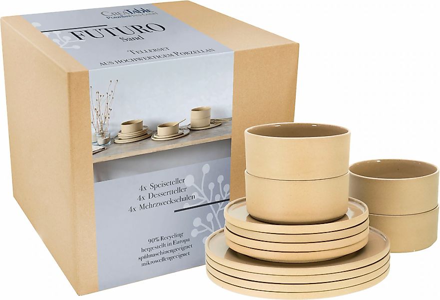 CreaTable Tafelservice "Futuro" Service, je 4 Speiseteller 26 cm, Dessertte günstig online kaufen