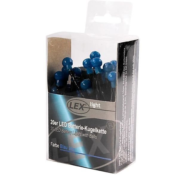 Lex 20er LED Batterie Kugelkette Lichterkette Blau Kugeln Batterie Beleucht günstig online kaufen