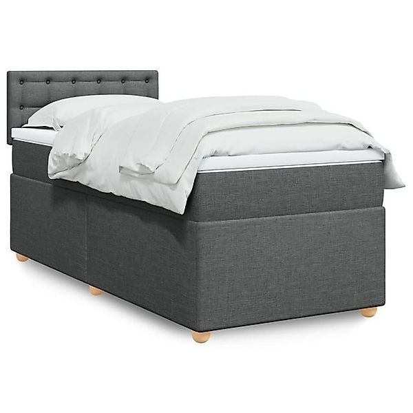 vidaXL Bettgestell Boxspringbett mit Matratze Dunkelgrau 90x200 cm Stoff Be günstig online kaufen