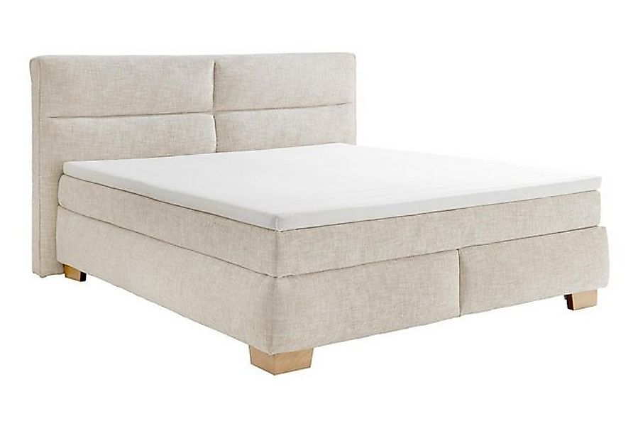 Boxspringbett CORNELIA, 180 x 200 cm, Beige, Webstoff, wendbare TTFK-Matrat günstig online kaufen