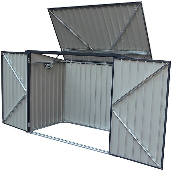 Metall Mülltonnenbox Grau für 2 Mülltonnen 240 Liter 131 cm x 172 cm x 100 günstig online kaufen