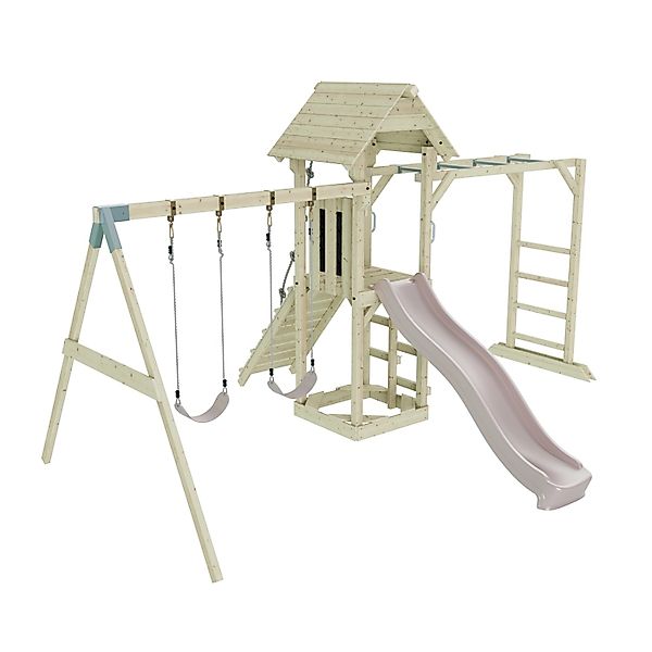 OutdoorToys Spielturm Örebro mit Kinderschaukel Altrosa günstig online kaufen