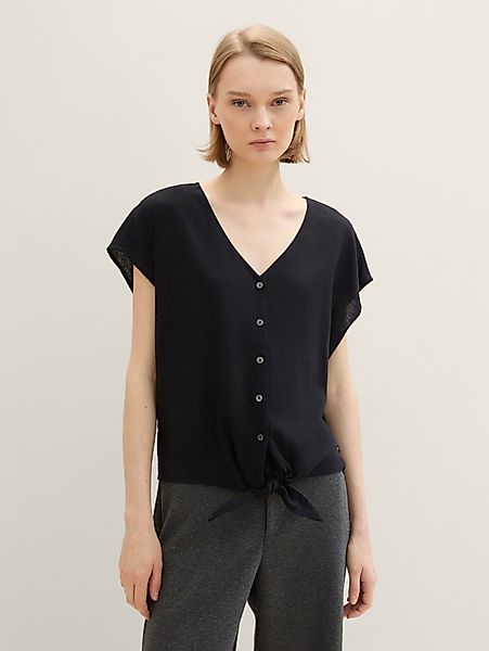 TOM TAILOR Denim Kurzarmbluse Leinenbluse mit günstig online kaufen