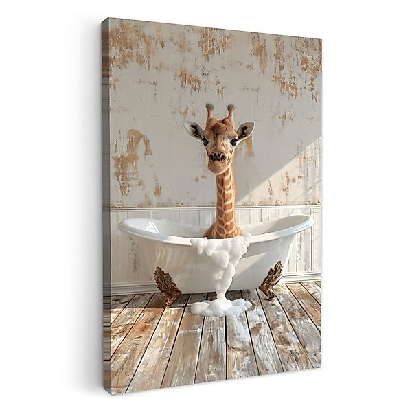 OneMillionCanvasses® Leinwandbild Giraffe - Badewanne - günstig online kaufen