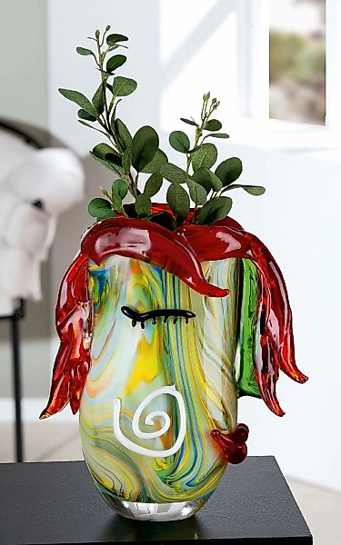 Casablanca by Gilde Tischvase »Curly«, (1 St.), dekorative Vase aus Glas, B günstig online kaufen