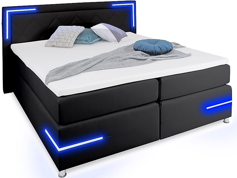 wonello Boxspringbett Arizona, mit LED Beleuchtung günstig online kaufen