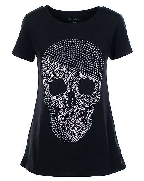 Zigma Fashion T-Shirt Zigma Fashion Totenkopf T-Shirt mit Strasssteinen Sku günstig online kaufen