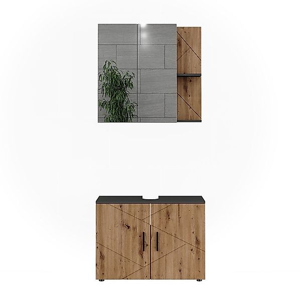 Vicco Badmöbel-Set Irma, Anthrazit/Artisan, 2 Teile, günstig online kaufen