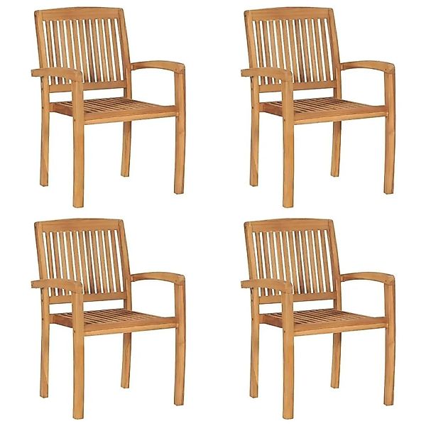 vidaXL Stapelbare Gartenstühle 4 Stk Massivholz Teak 3073207 günstig online kaufen