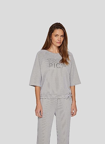 Rabe Kurzarmshirt im Streifen-Look und mit Bindung am Saum günstig online kaufen