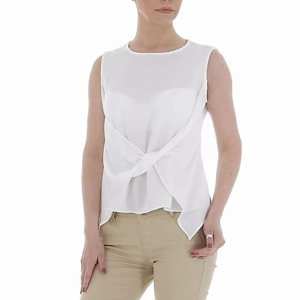 Ital-Design Klassische Bluse Damen Elegant Lagenlook Chiffon Bluse in Weiß günstig online kaufen