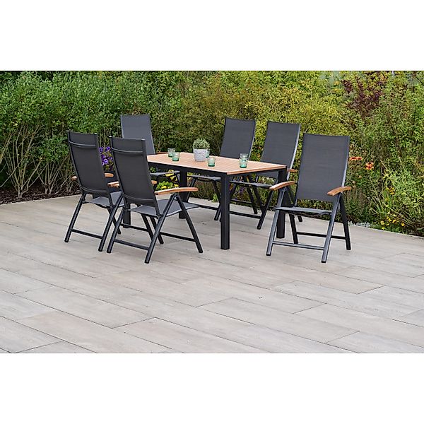 Merxx Toblino Set 7-tlg. 6 Klappsessel Gartentisch 150x90 cm günstig online kaufen