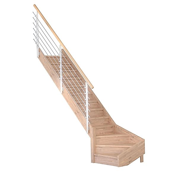 Treppe Mykonos Pro Eiche Gew. L 80 cm Setzstufen Design-Geländer-Edelstahl günstig online kaufen