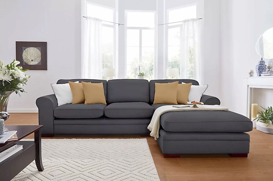 Home affaire Ecksofa "Broughton L-Form", weicher Sitzkomfort, incl. 4 Zierk günstig online kaufen