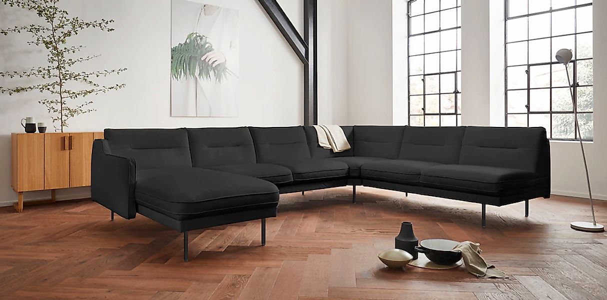 Home affaire Wohnlandschaft "Nordfyn U-Form" edles Design in 3 Bezugsqualit günstig online kaufen