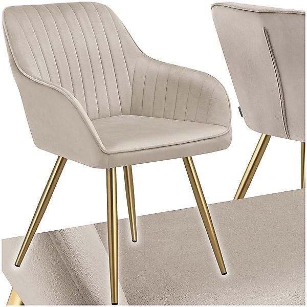 tectake Esszimmerstuhl Stuhl Marilyn, Samtoptik, gesteppt günstig online kaufen