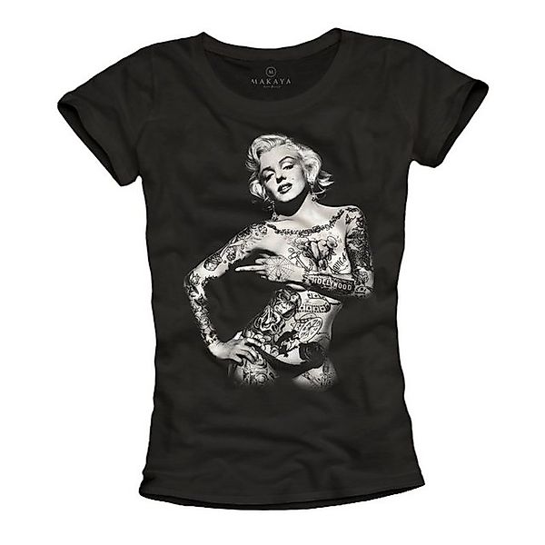 MAKAYA Print-Shirt Damen Marilyn Tattoo Kurzarm günstig online kaufen
