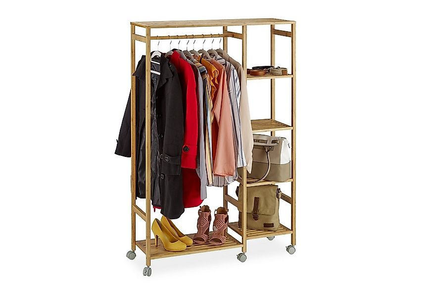relaxdays Kleiderständer Rollgarderobe Bambus günstig online kaufen