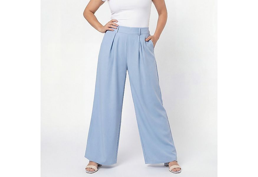 Aurela Damenmode Culotte Damen Sommerhose Wide Leg Bundfalten Hose Palazzo günstig online kaufen