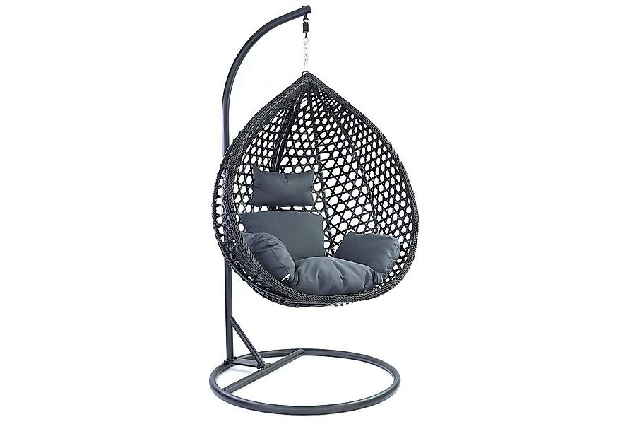 RAMROXX Hängesessel Luxus Hängesessel Style XXL Korb Gestell Schwarz mit Ki günstig online kaufen