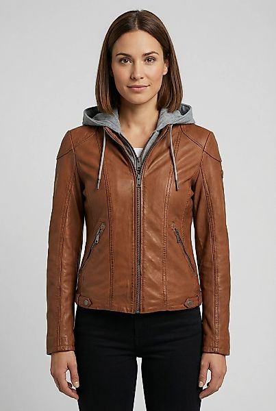 Mauritius Lederjacke "MWAmmy" mit Kapuze mit abnehmbarer Kapuze günstig online kaufen