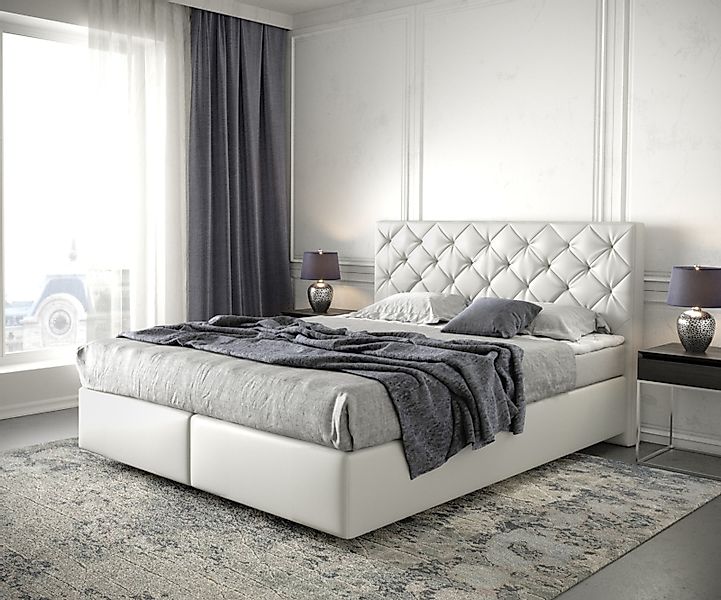 DELIFE Boxspringbett Dream-Great, Kunstleder Weiß 160x200 günstig online kaufen