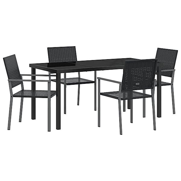 vidaXL Garten Essgruppe 5-Tlg Schwarz Poly Rattan 3379082 günstig online kaufen